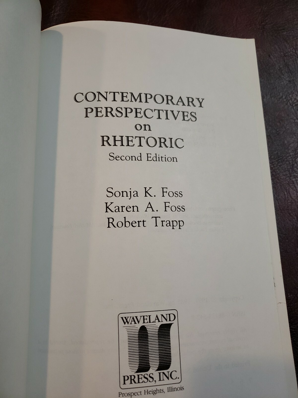 Contemporary Perspectives on Rhetoric 2nd ed by Karen A. Foss, Sonja K. Foss