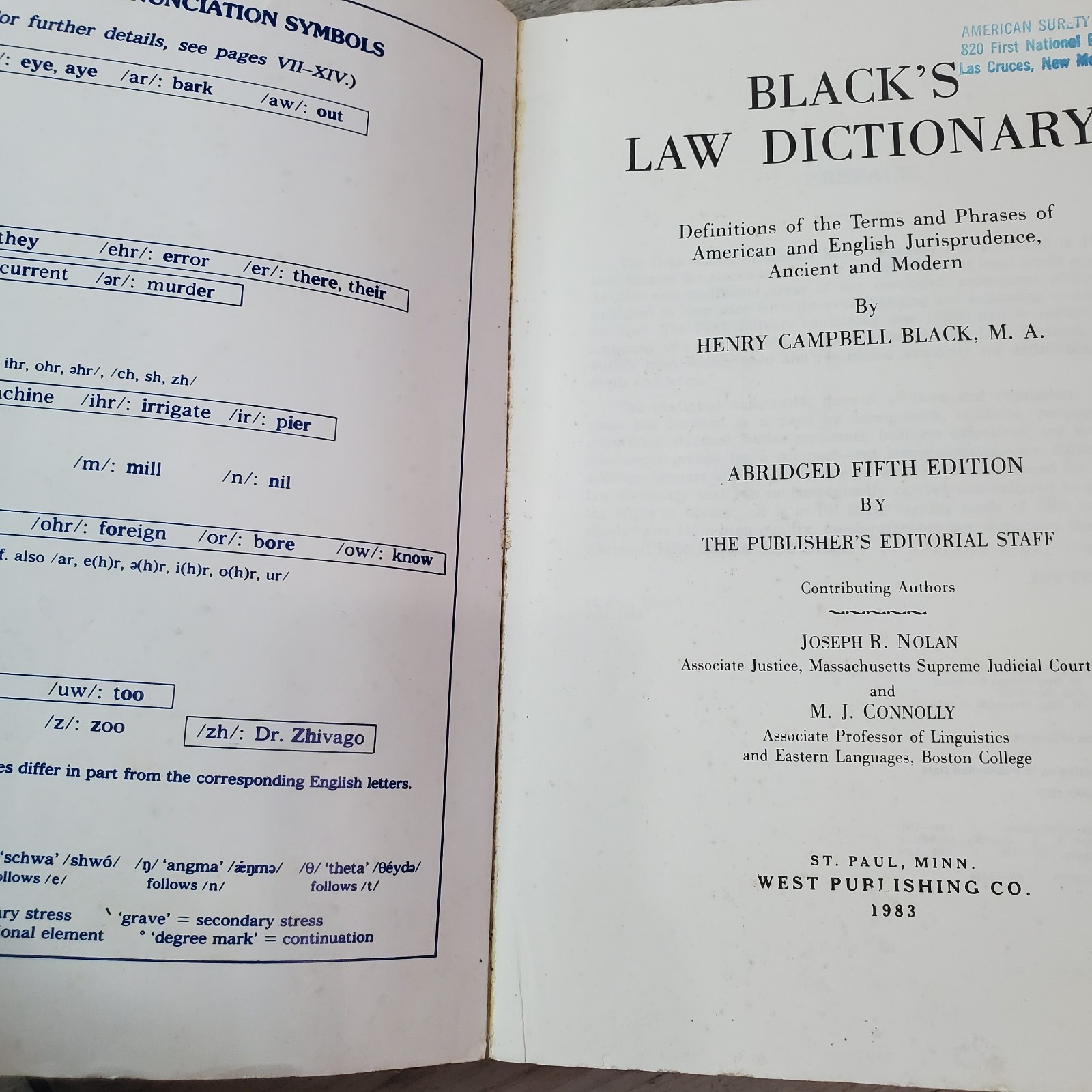 Black’s Law Dictionary: Abridged Fifth Edition – Henry Campbell Black – Acceptab