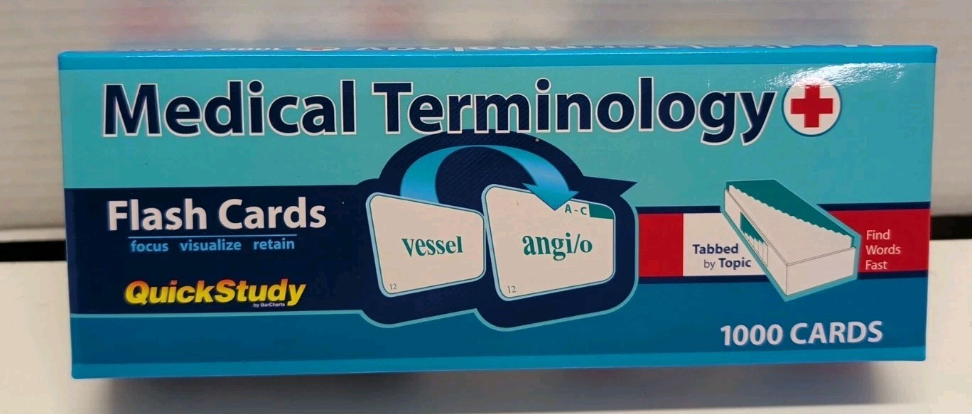 Medical Terminology Flash Cards 1000 Cards QuickStudy Reference Tool READ