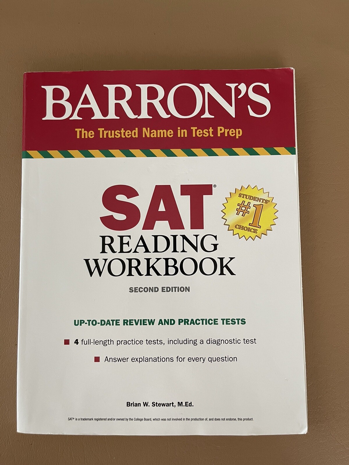 BARRON’S SAT READING WORKBOOK (BARRON’S TEST PREP) By Stewart Brian W. M.ed.