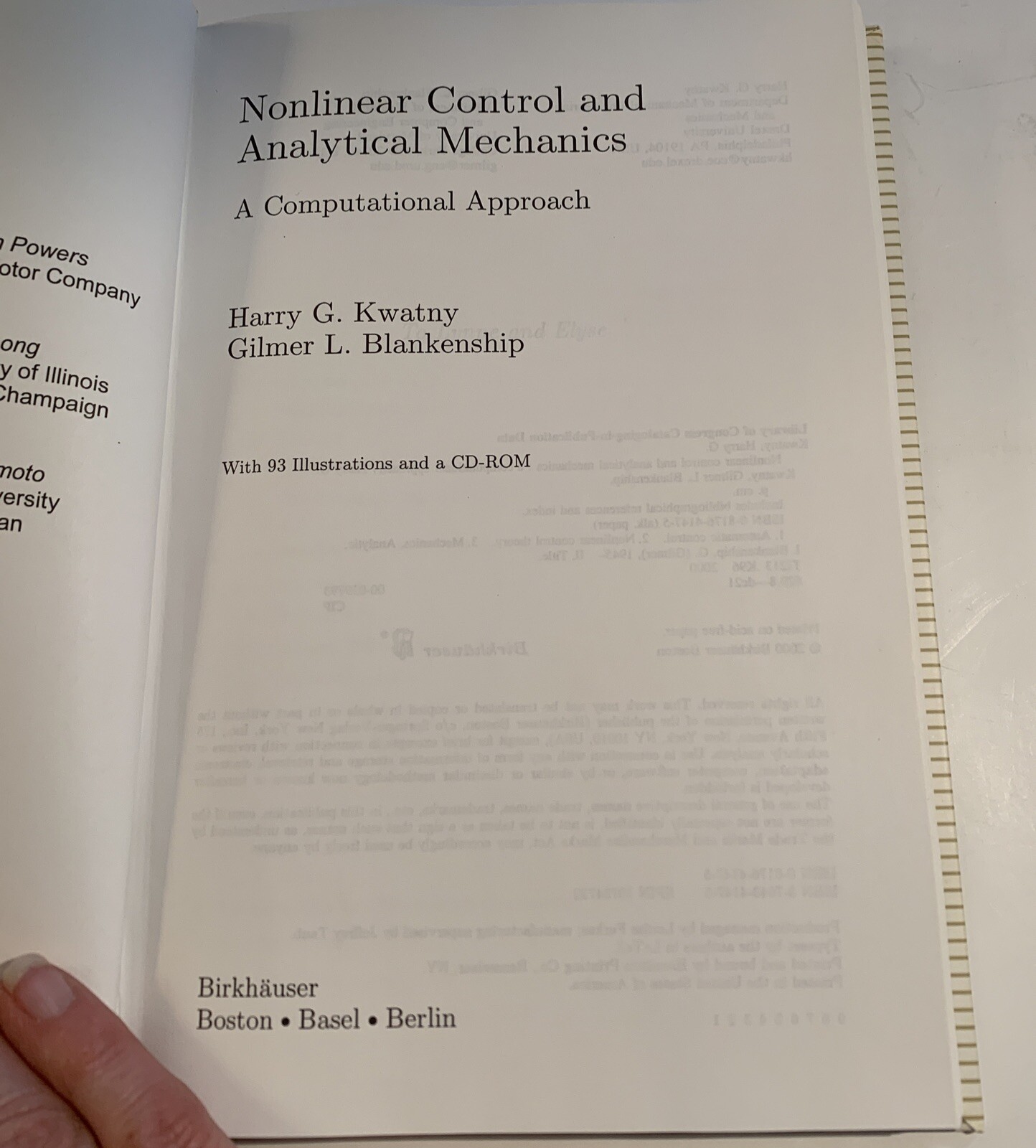 Nonlinear Control and Analytical Mechanics : A Computational Appr