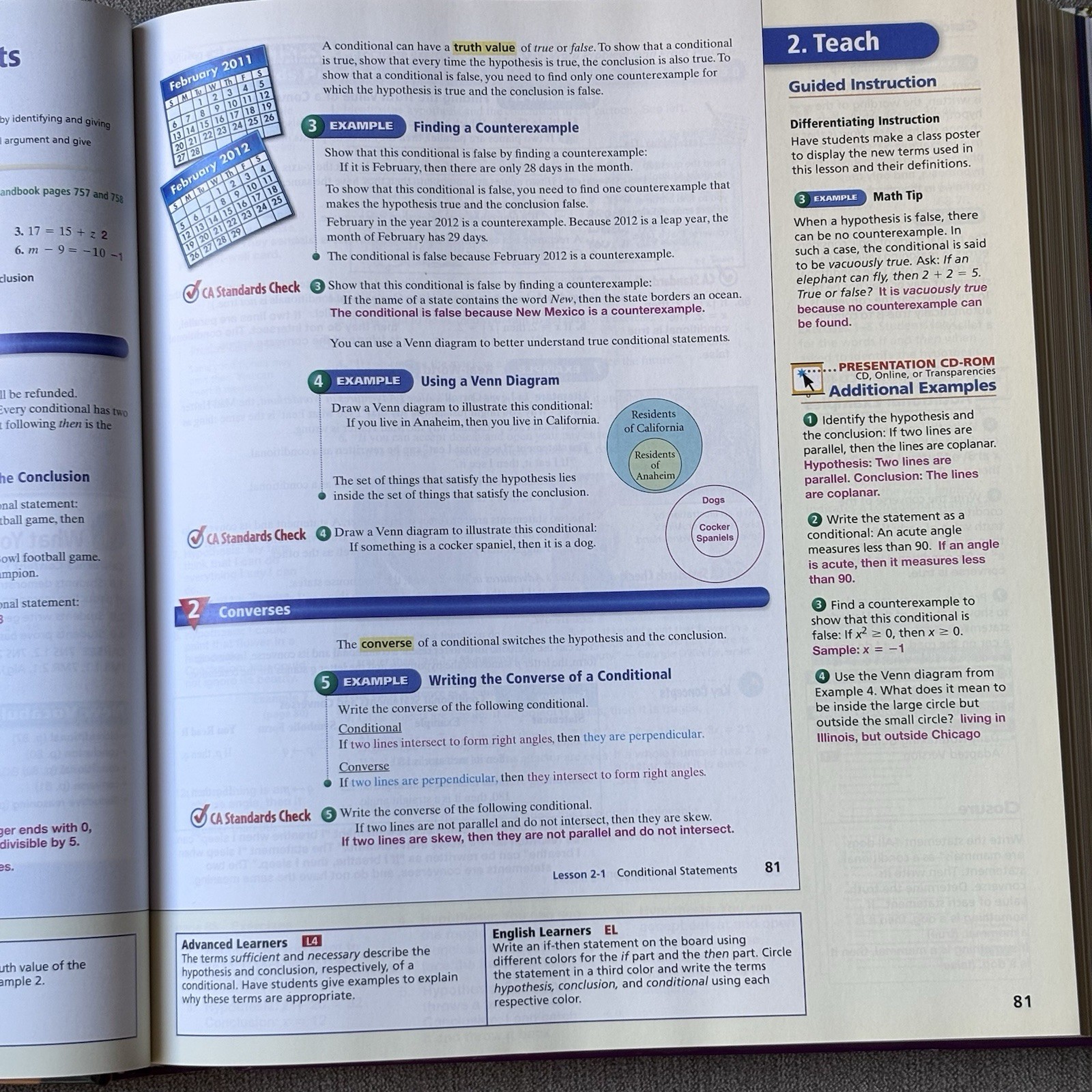 Pearson Prentice Hall Mathematics California Geometry Teacher’s Edition Textbook