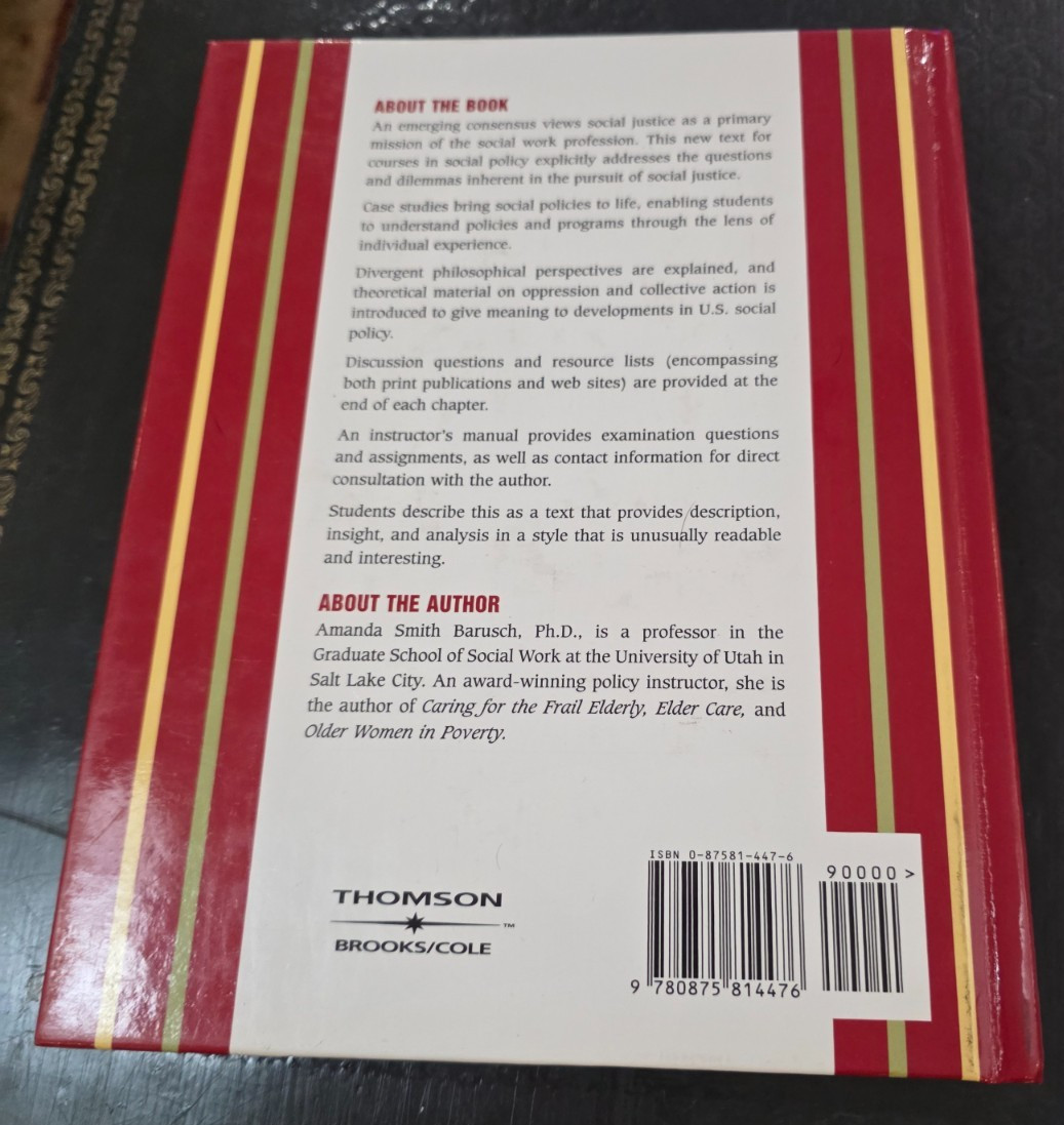 Foundations of Social Policy by Barusch, Amanda Smith 2002 HC SO284