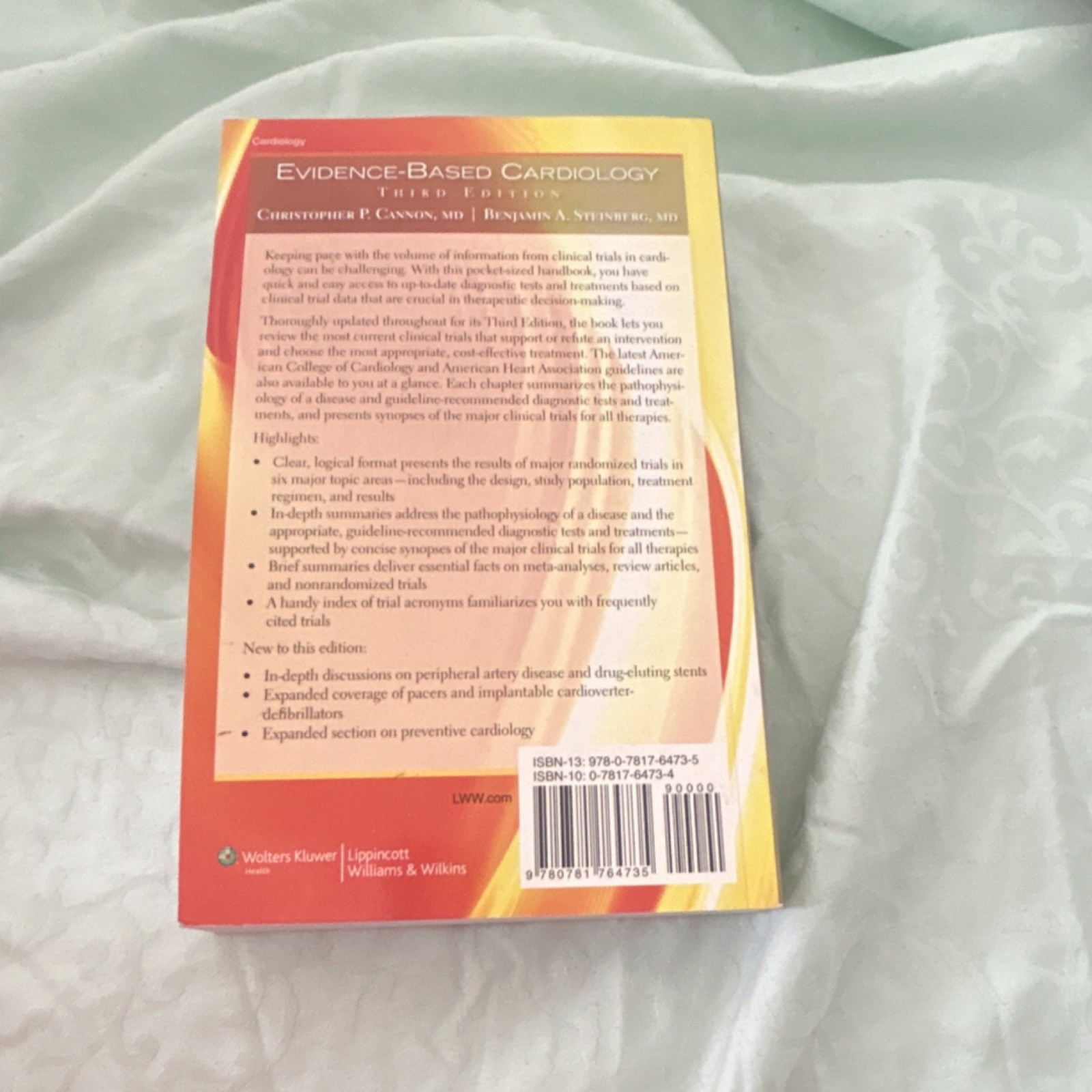 Evidence-Based Cardiology Third Ed Cannon Steinberg Lippincott Paperback Book