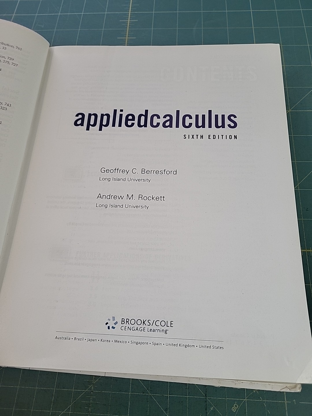 Applied Calculus Hc Sixth Ed. Geoffrey C. Berresford, Rockett, Andrew 2013 Book