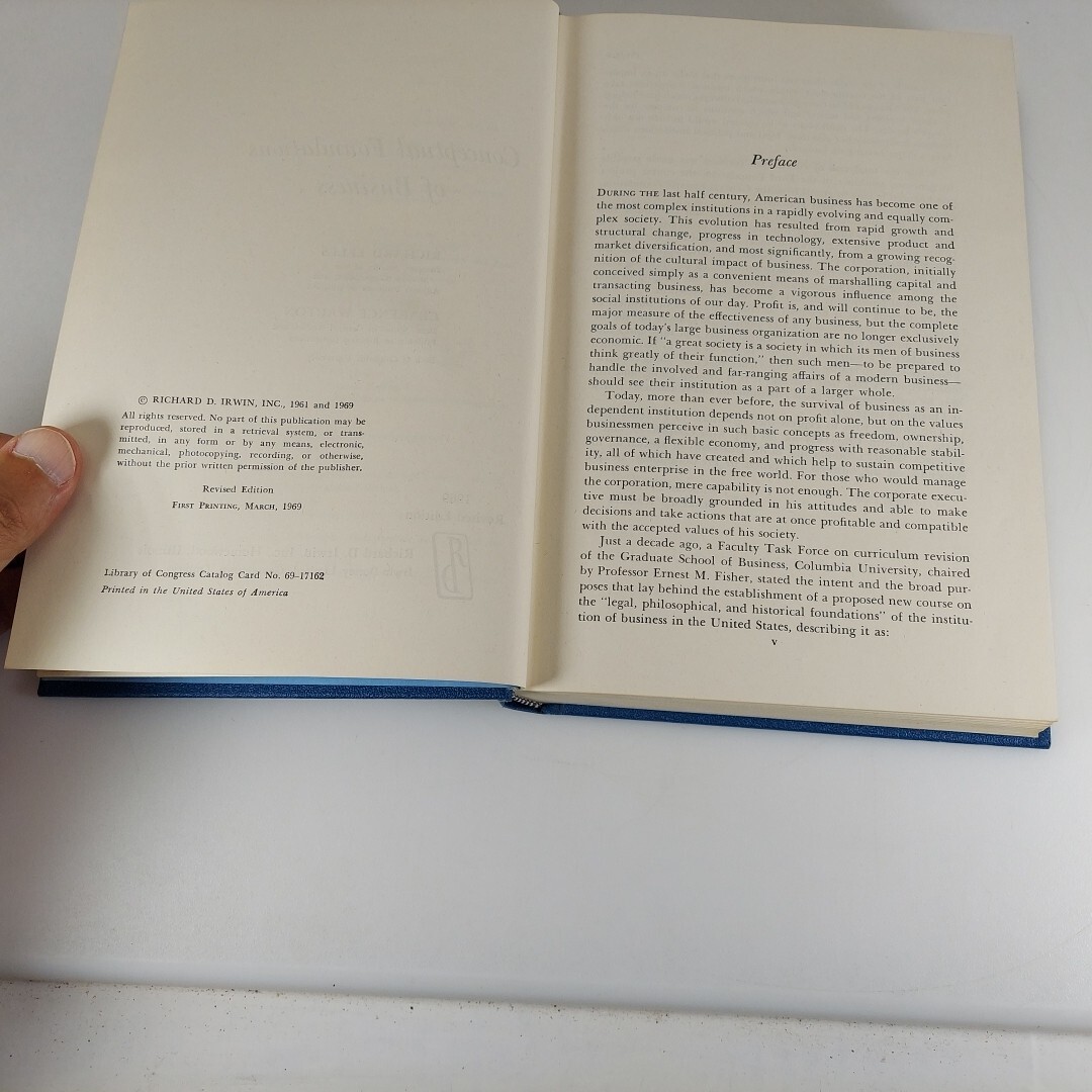 Conceptual Foundations of Business, Eells & Walton 1969 Revised Ed 1st Print HC