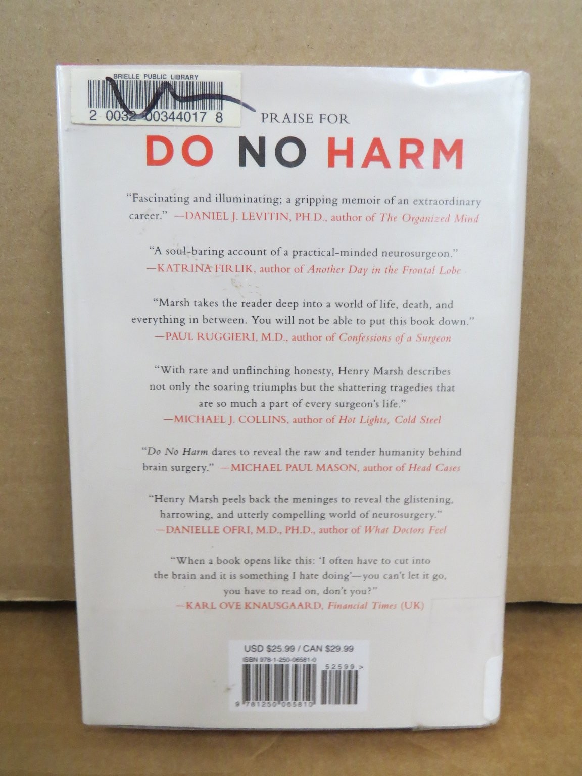 Do No Harm Henry Marsh 2015 First US Edition Nonfiction St. Martin’s Press