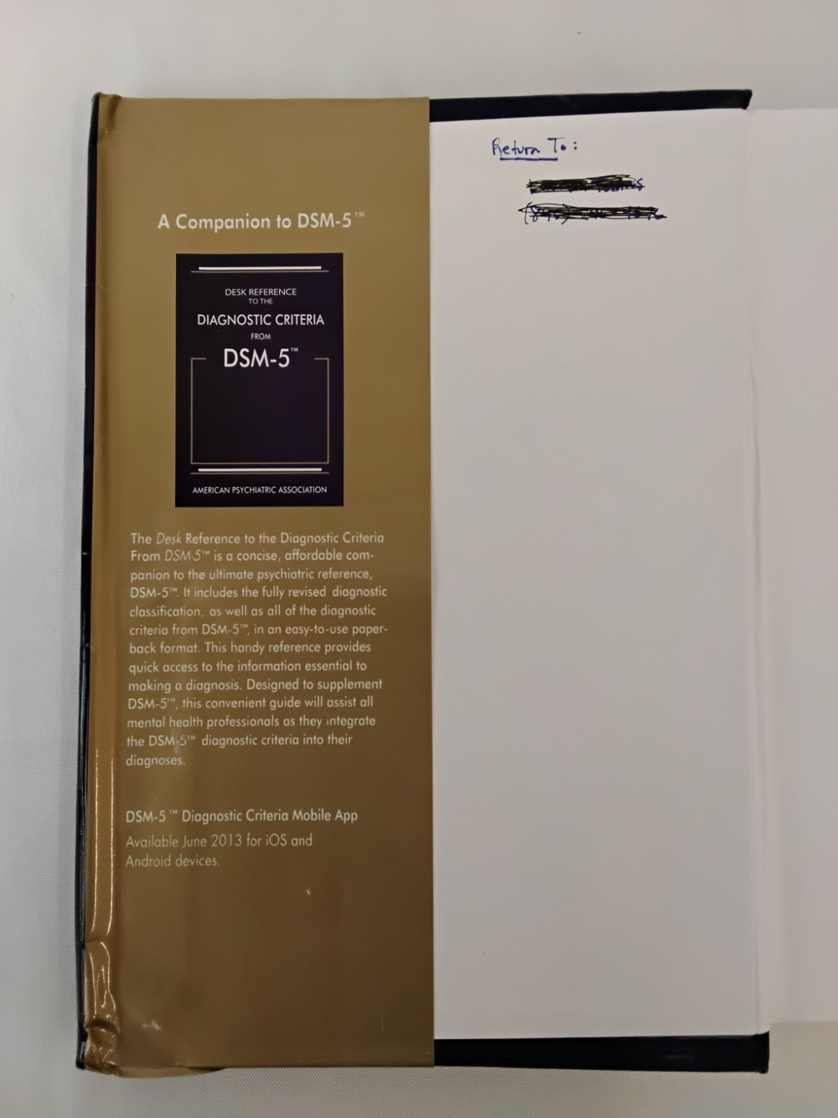 Diagnostic & Statistical Manual of Mental Disorders DSM-5 5th Edition HC #B1005