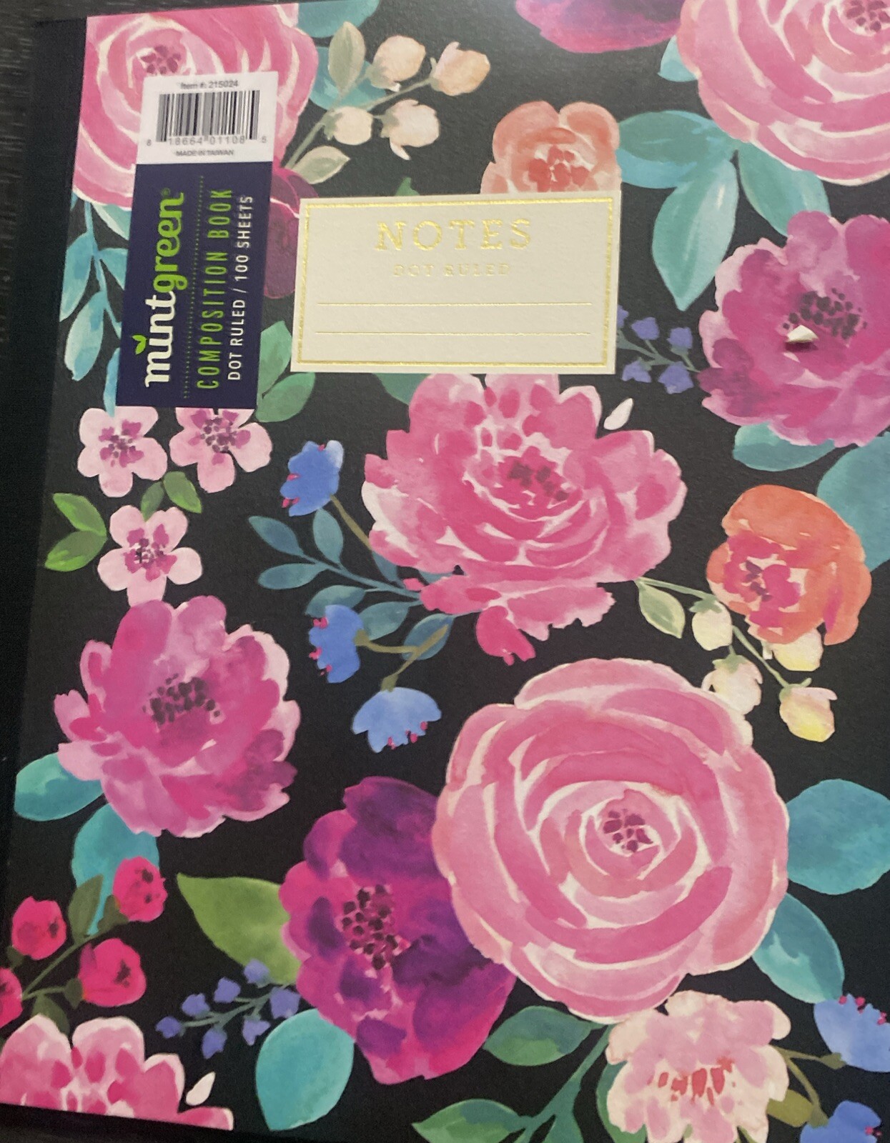 3 x DOT-RULED Mintgreen Floral Notes Composition 100-Sheet Note Book, mix-match