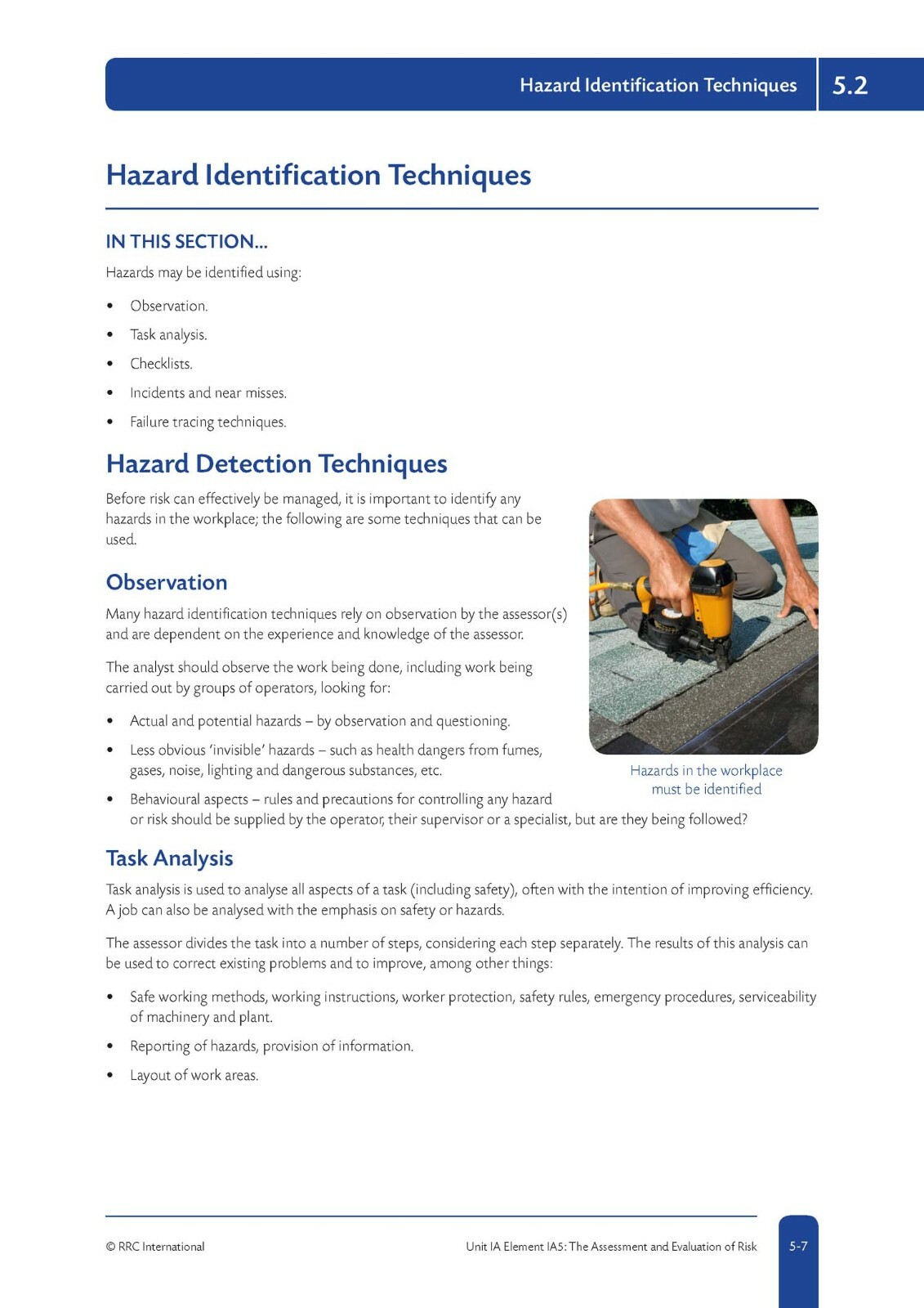 RRC Study Text: NEBOSH International Diploma: Unit IA Management of Safety