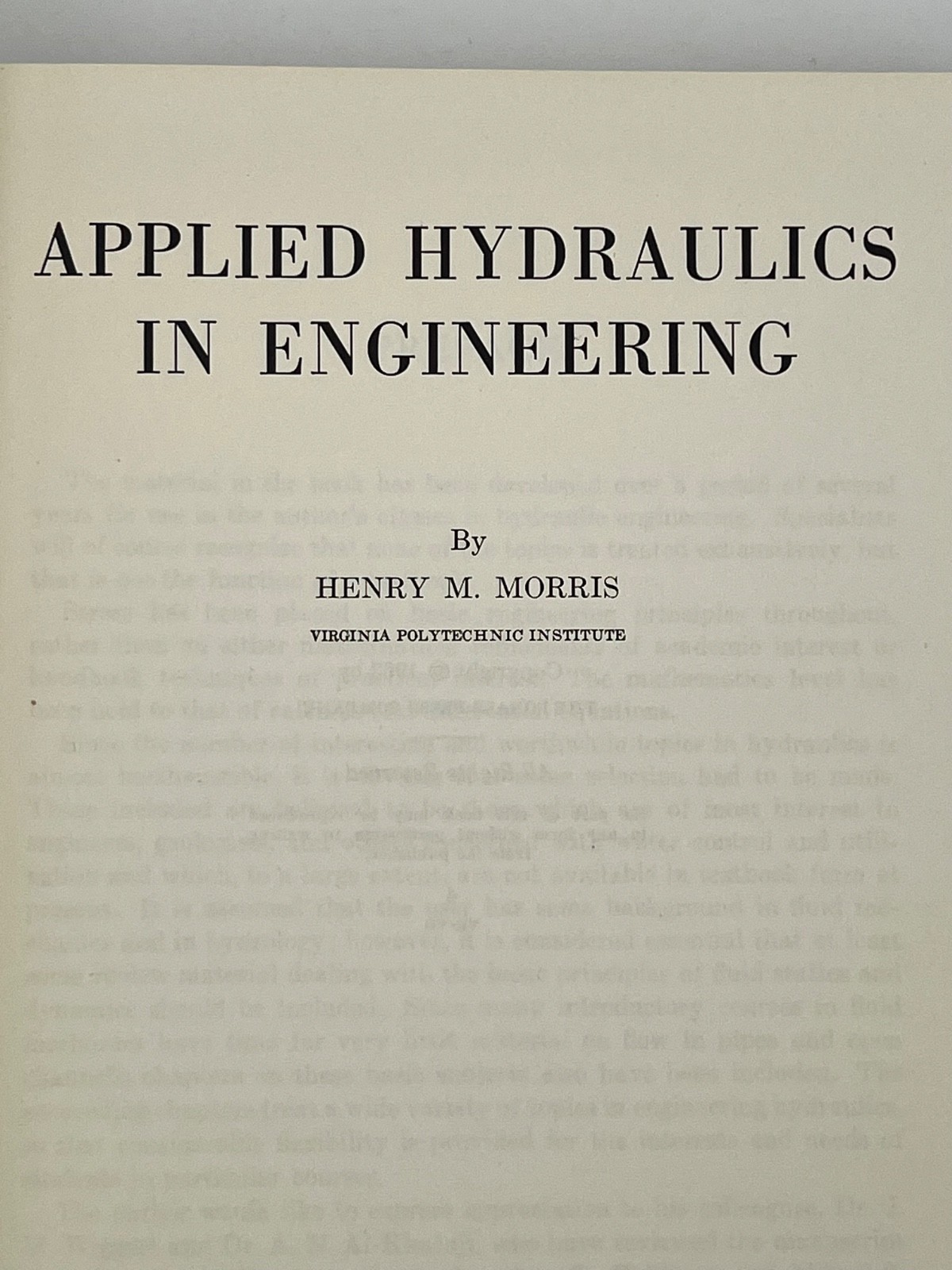 Applied Hydraulics In Engineering By Henry M. Morris 1963 Hardcover Ronald Press