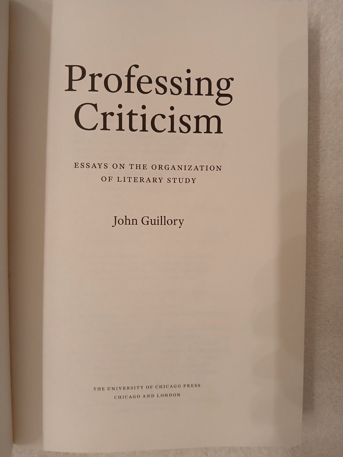 Professing Criticism: Essays on the Organization of Literary Study – GOOD PLUS