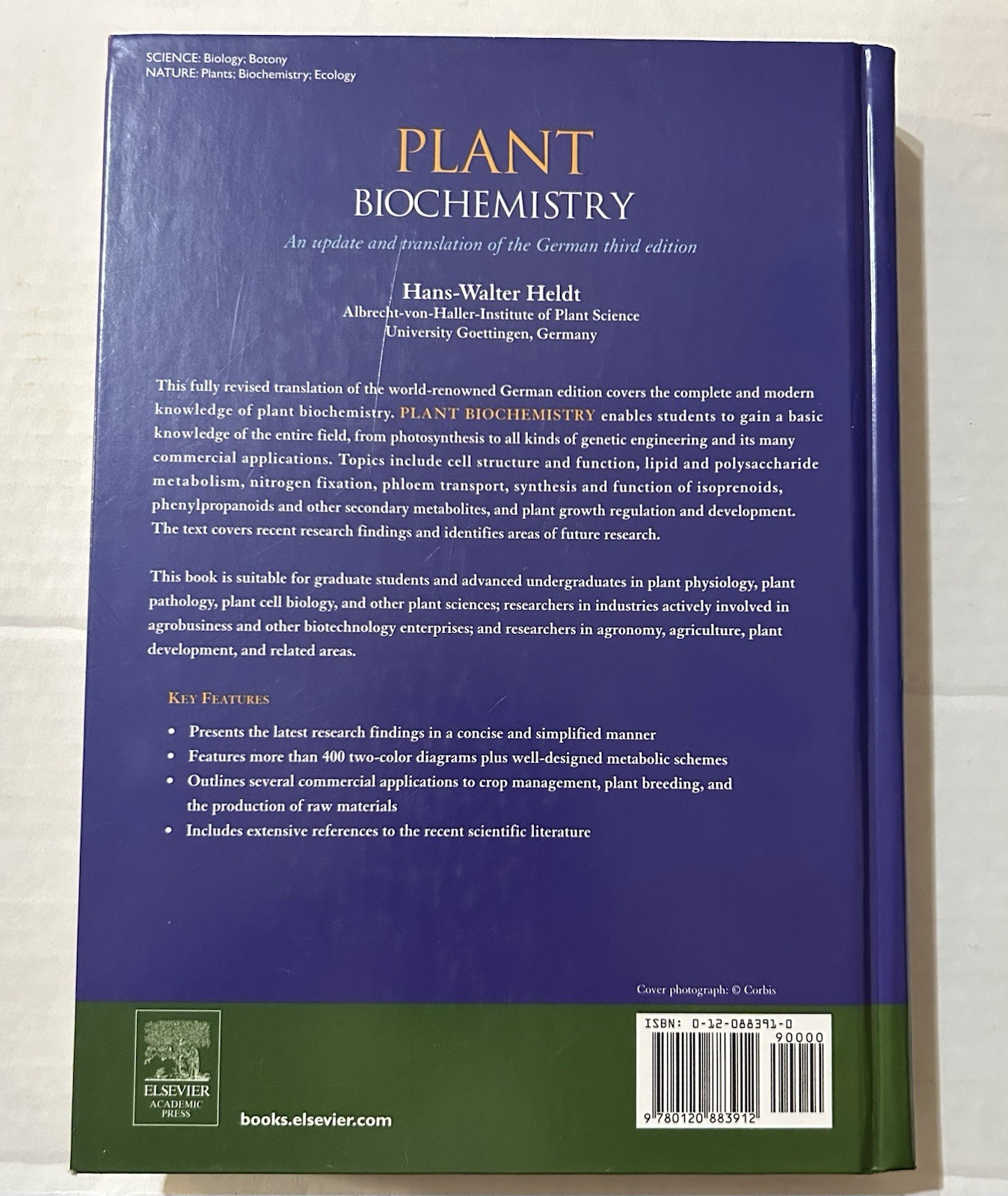 Plant Biochemistry by Hans-Walter Heldt Third Edition 3rd ed. 2005 Science Book