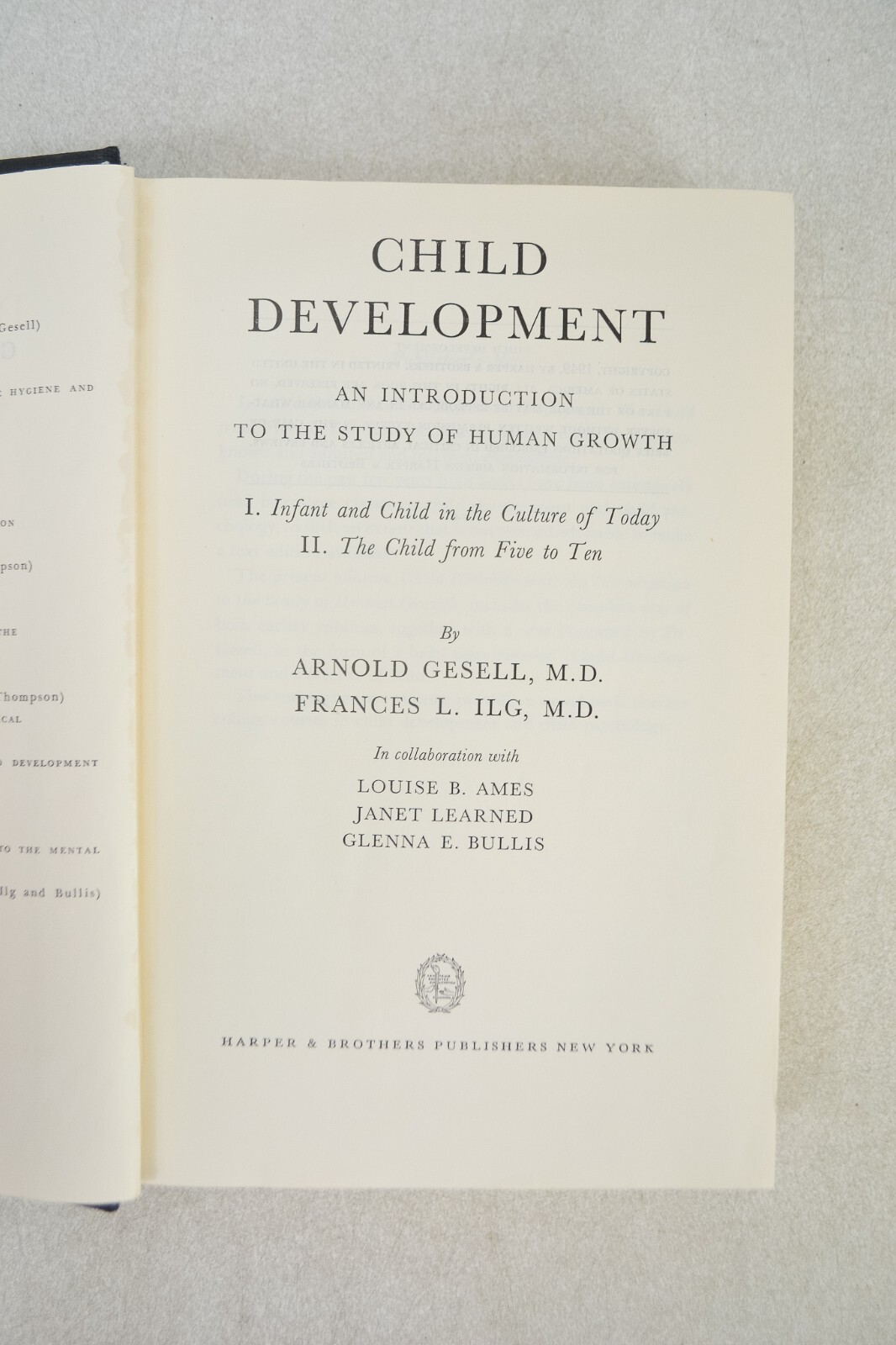 Child Development Introduction to the Study of Human Growth Gesell & Ilg 1949 Hc