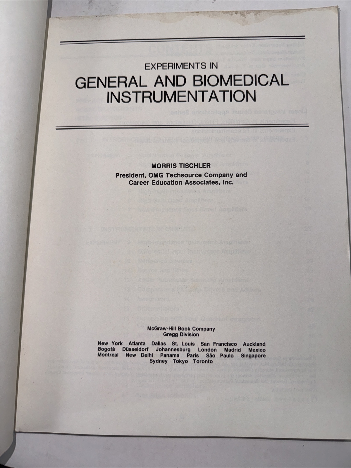Experiments In General And Biomedical Instrumentation Examination Copy ￼