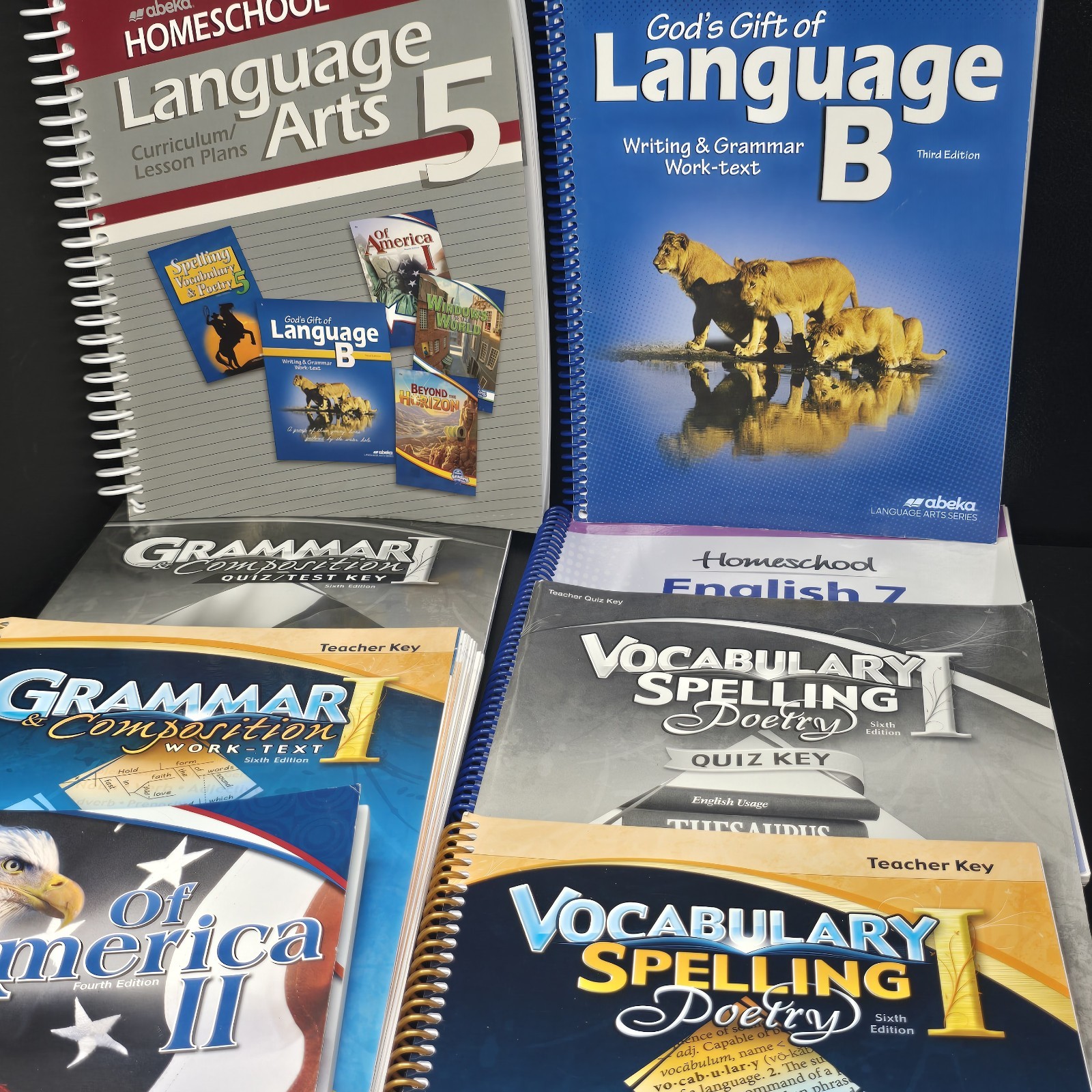 Abeka Language Arts Lot 6-7 English Grammar Composition Vocab Spelling