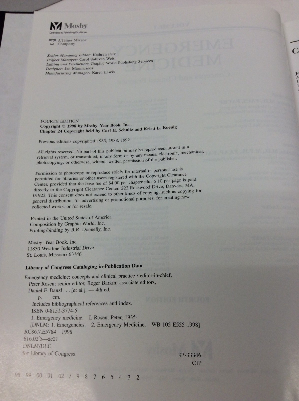 EMERGENCY MEDICINE: CONCEPTS & CLINICAL PRACTICE VOL 1-3 Rosen & Barkin HC 1998