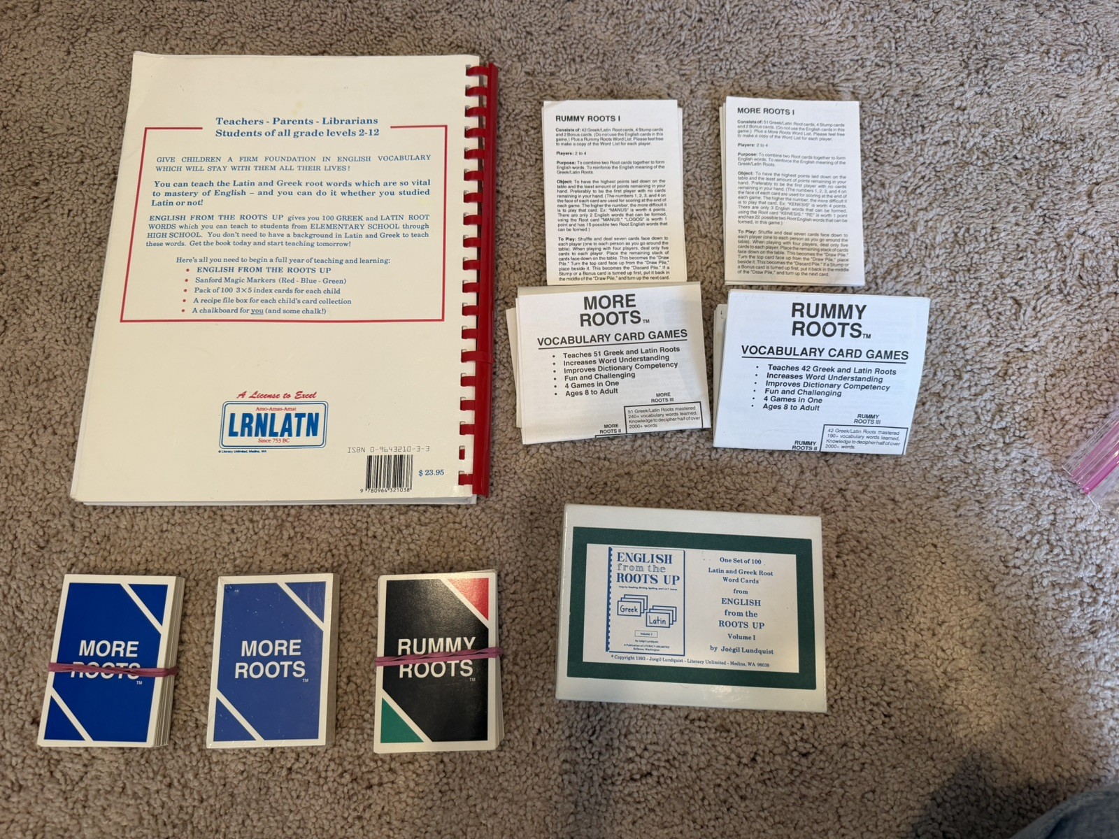 English From The Roots Up + Cards Homeschool Vocabulary Vol. 1 + Rummy Roots