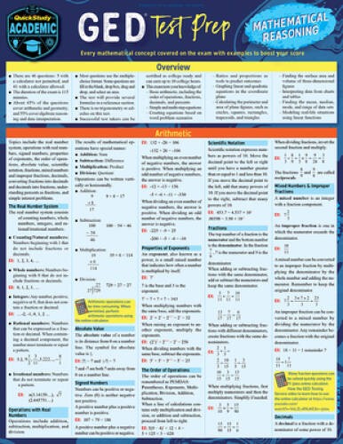 GED Test Prep – Mathematical Reasoning: A Quickstudy Laminated Reference – GOOD