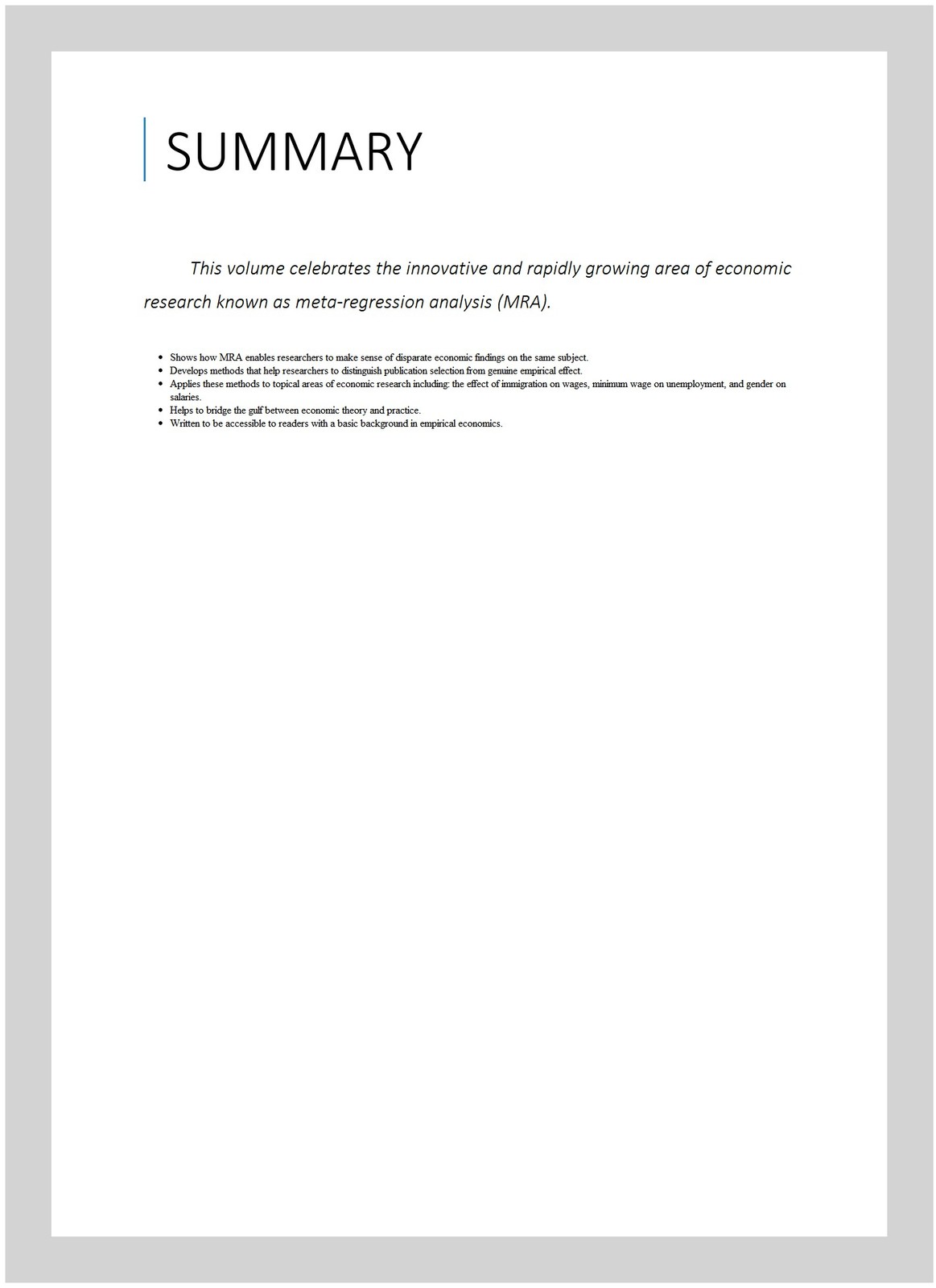 Meta-Regression Analysis : Issues Of Publication Bias in Economics, Paperback…
