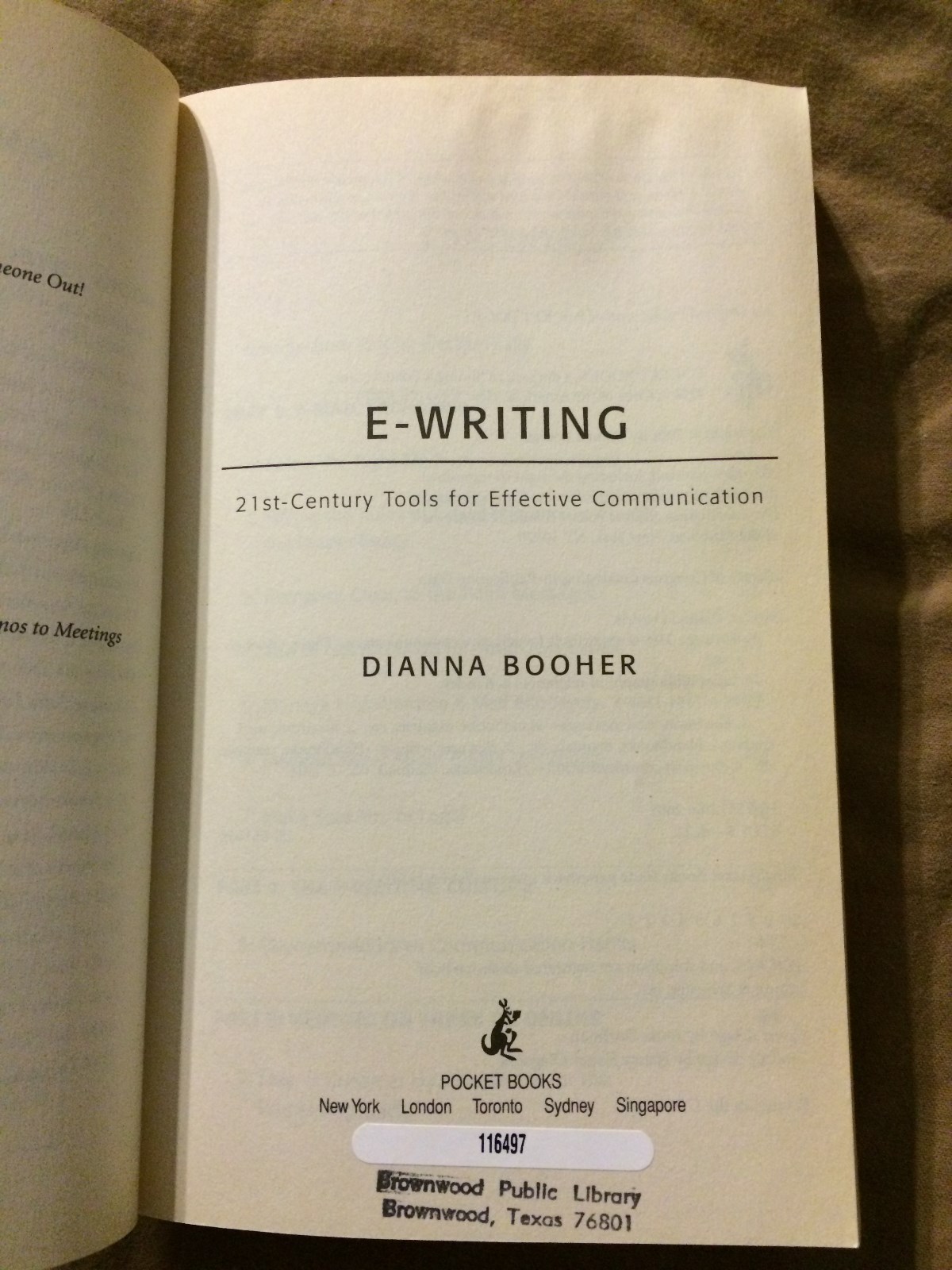 2001 E-Writing 21st Century Tools For Effective Communication Dianna Booher Book