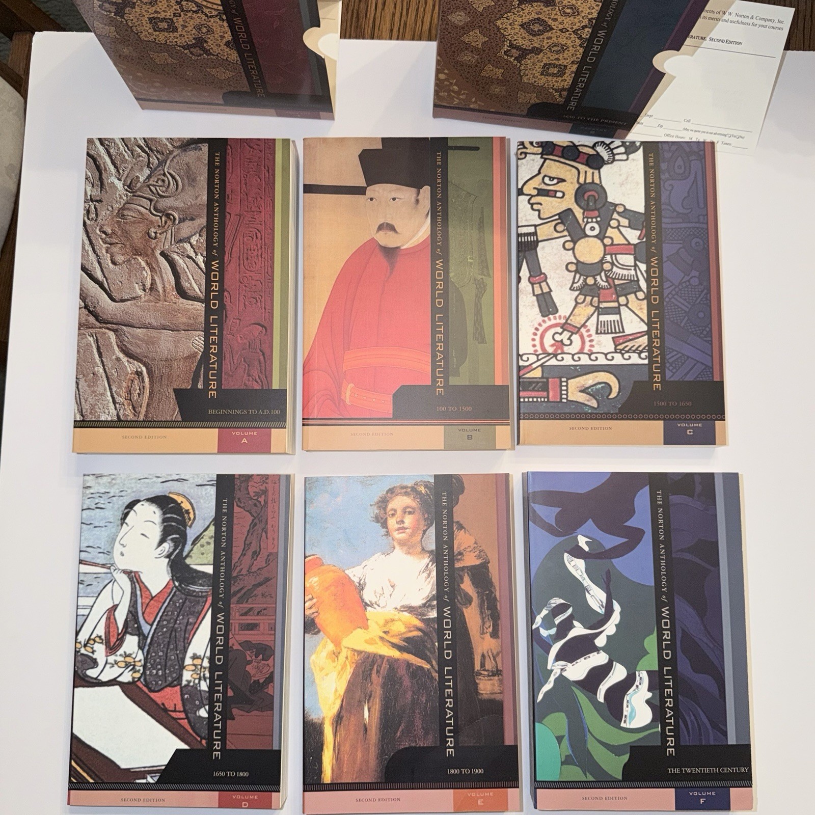 Norton Anthology of World Literature 2nd Ed Complete A-F Books Set w/ Slipcases