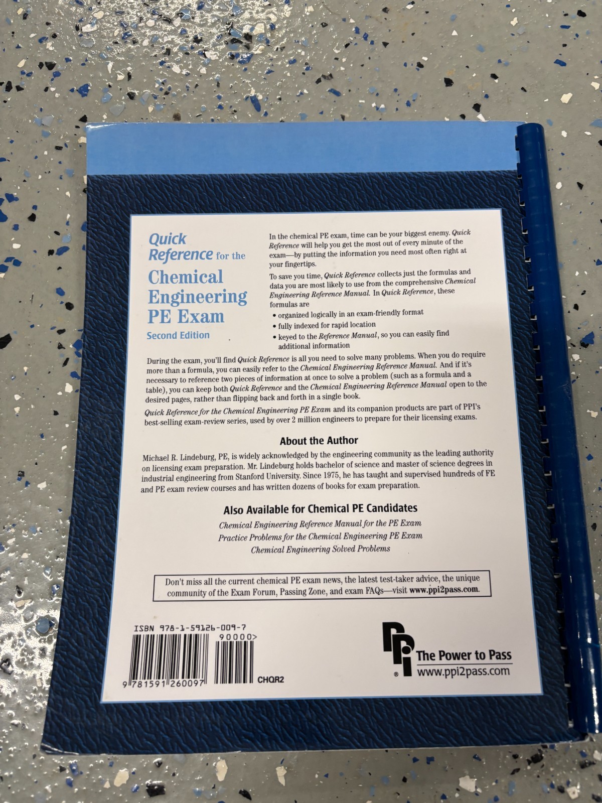 QUICK REFERENCE FOR THE CHEMICAL ENGINEERING PE EXAM By Michael R. Lindeburg 2nd