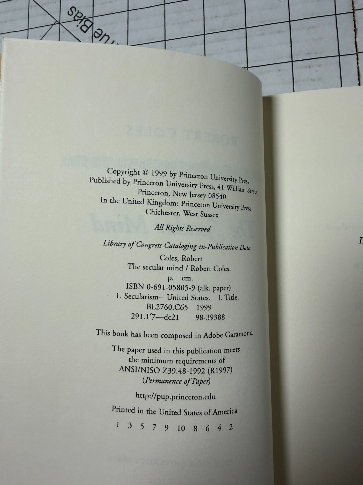 The Secular Mind by Robert Coles SIGNED Princeton Press 1999, HC/DJ Ships Fast