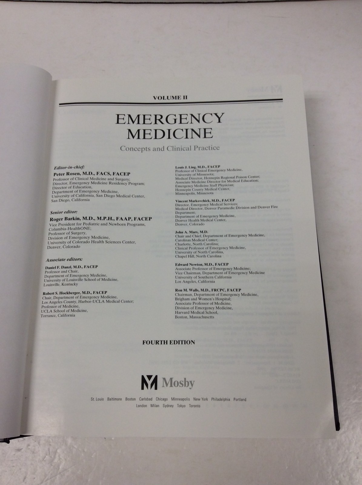 EMERGENCY MEDICINE: CONCEPTS & CLINICAL PRACTICE VOL 1-3 Rosen & Barkin HC 1998