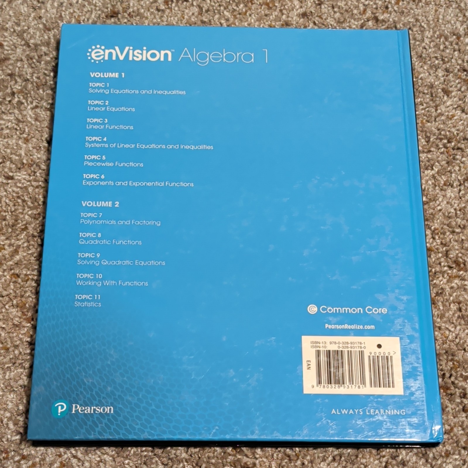 Pearson enVision Algebra 1 Teacher’s Edition Volume 1 2018 Hardcover Textbook