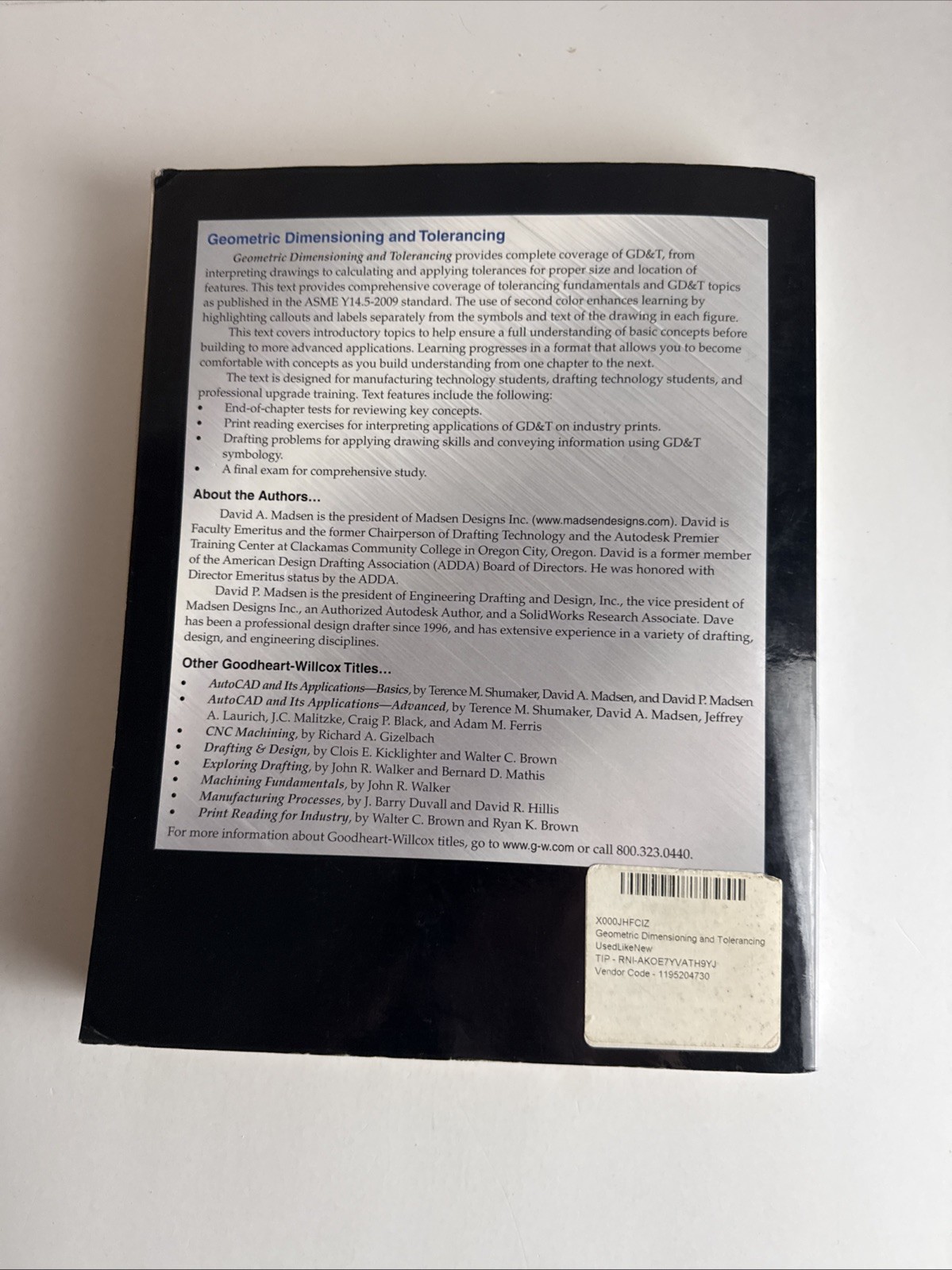 Geometric Dimensioning and Tolerancing 9th Edition Good USED FAST SHIPPING