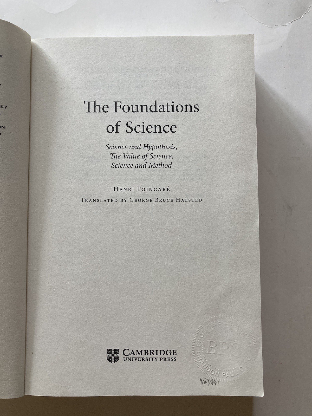 The Foundations of Science | Henri Poincaré | Cambridge Paperback