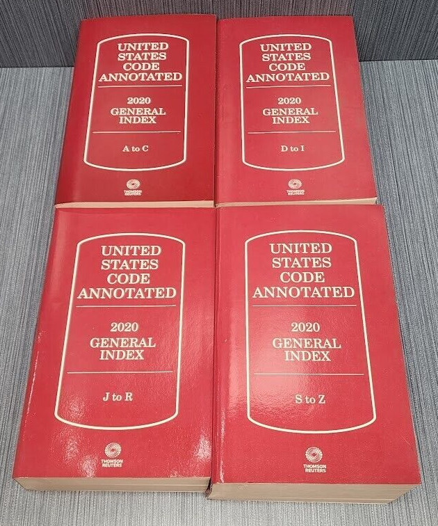 4 x Thomson Reuters United States Code Annotated 2020 General Index A-Z