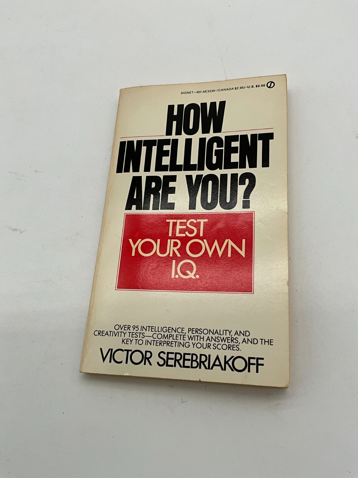 How Intelligent Are You? by Victor Serebriakoff 1972, Mass Market Signet BooksAX