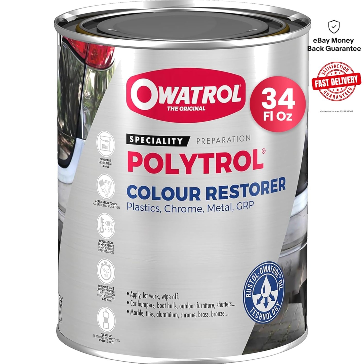34 Oz Polytrol Deep Penetrating Plastic Restorer – Protect & Restore Surfaces