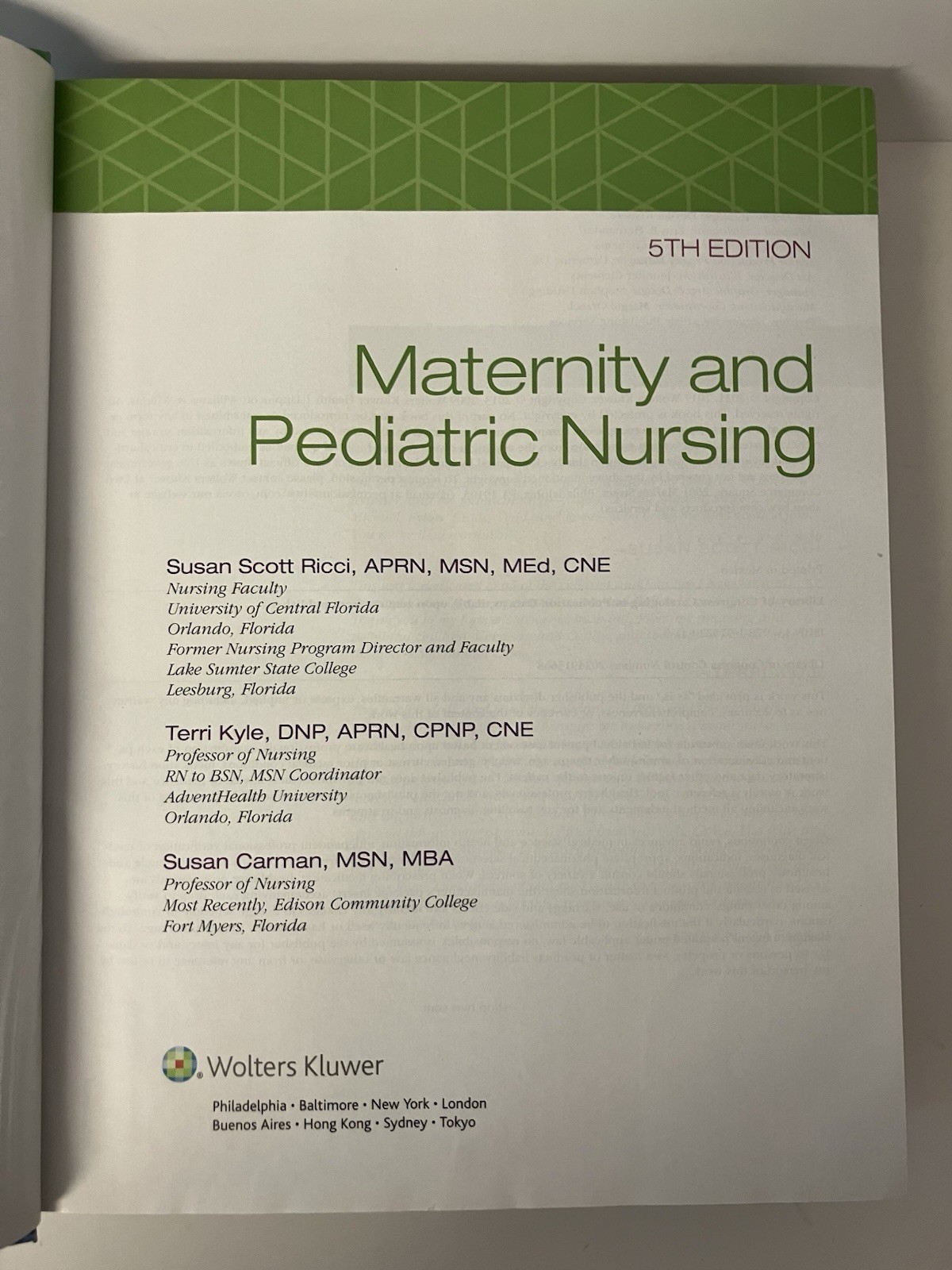 Maternity and Pediatric Nursing 5th Edition by Susan Ricci 2025 Hardcover CLEAN
