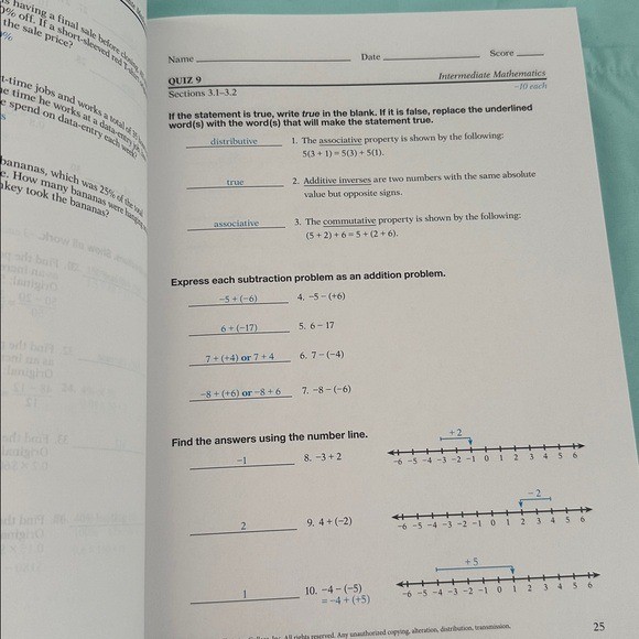 Abeka academy 7th grade intermediate math video manual and quiz/test key