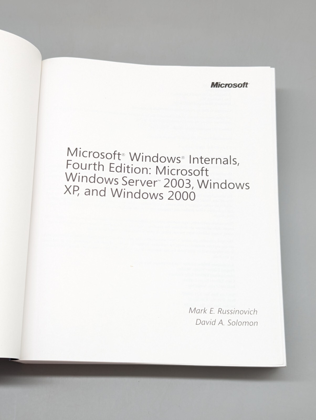 Microsoft Windows Internals Windows Server Windows 2003 Windows XP Windows 2000