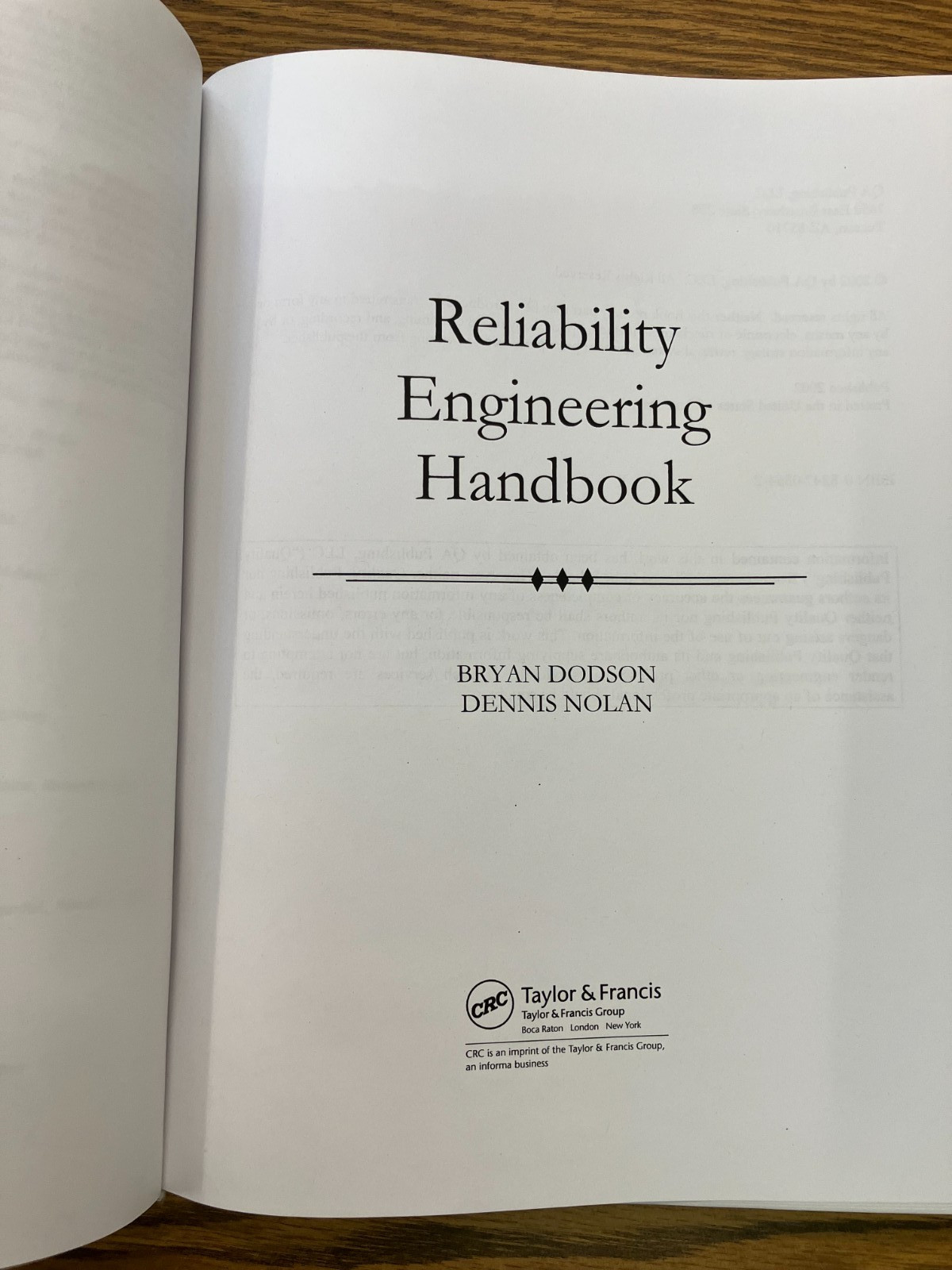 Reliability Engineering Handbook, Dodson/Nolan, HC 2002