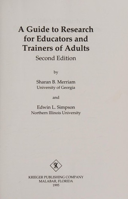 A Guide to Research for Educators and Trainers of Adults Library