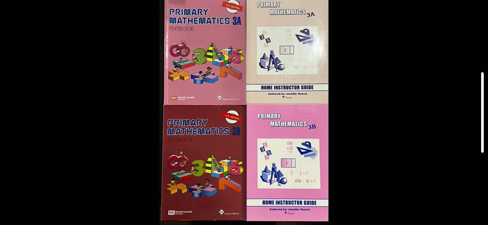 Singapore Math Primary Mathematics 3A & 3B Textbooks + Home Instructor Guides