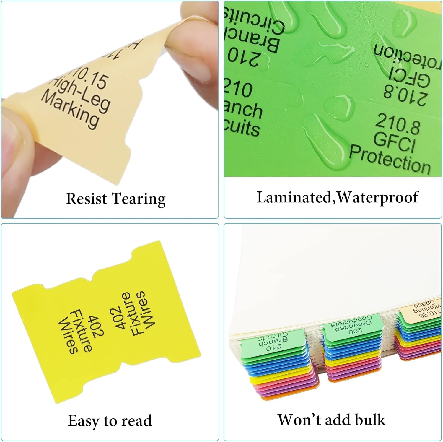 Durable & Waterproof NEC 2020 Index Tabs, 140 PCS Color-Coded for Easy Reference