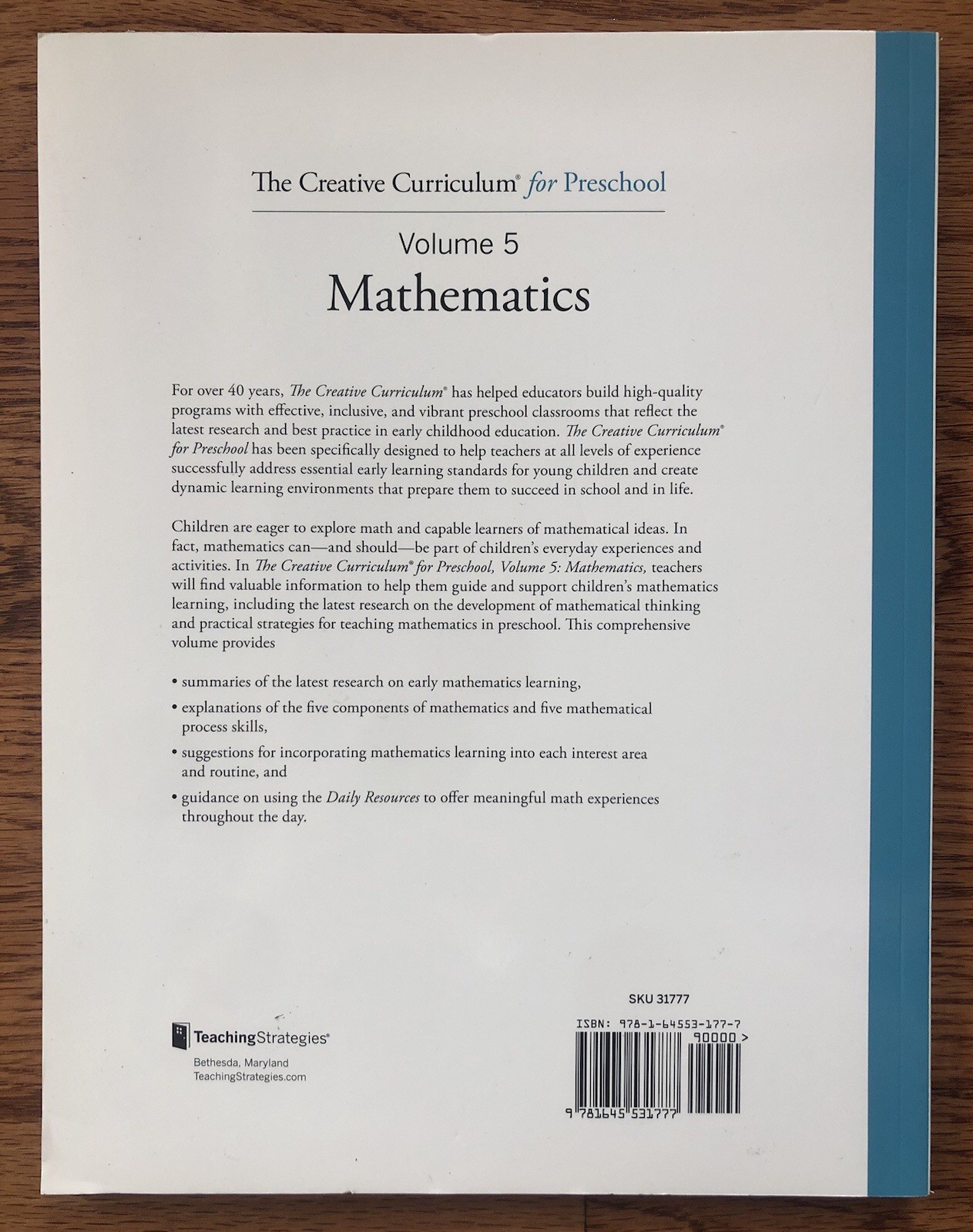 Creative Curriculum for Preschool Volume 5 Mathematics By Teaching Strategies