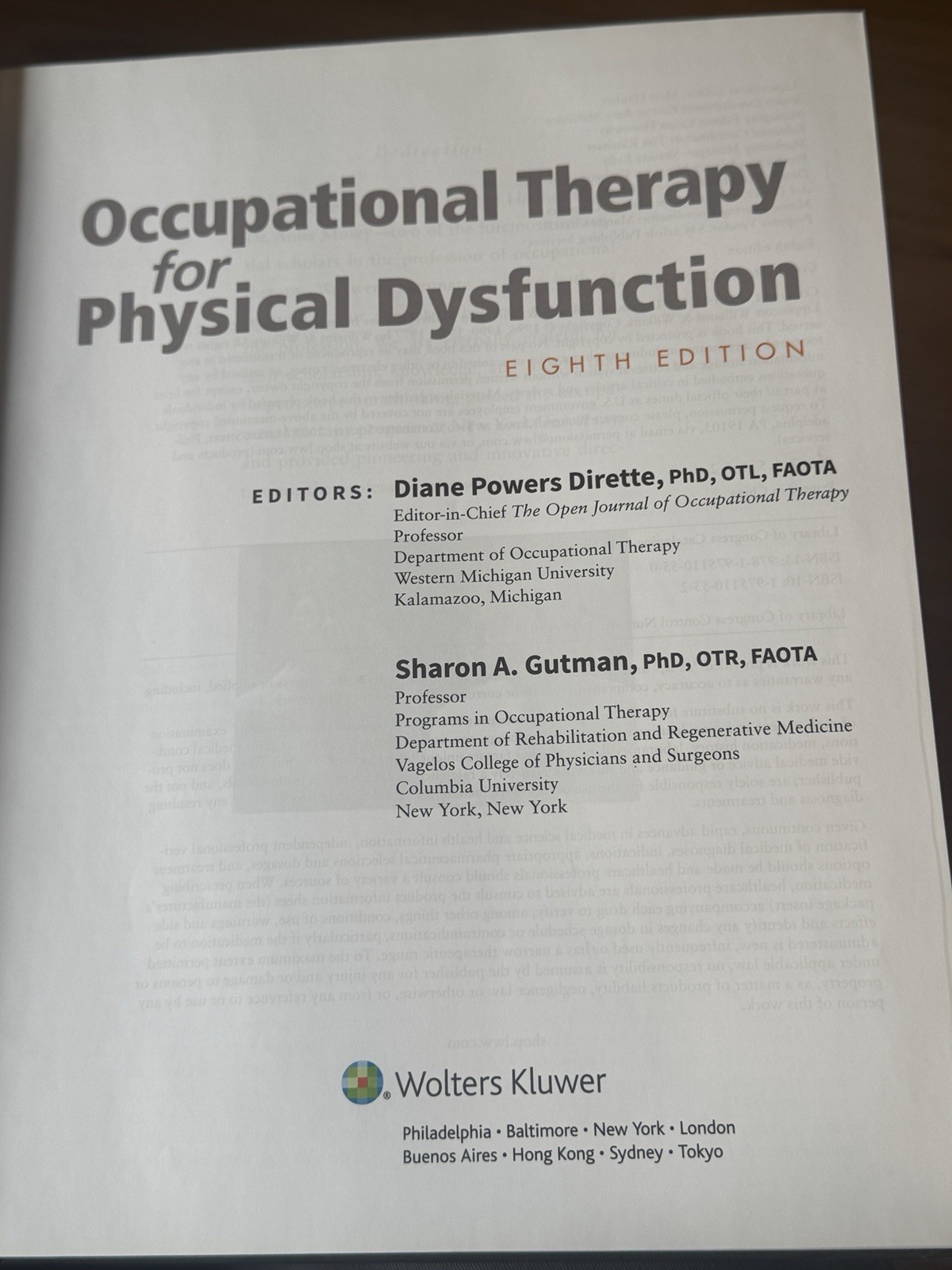 Occupational Therapy for Physical Dysfunction – Hardcover eighth edition