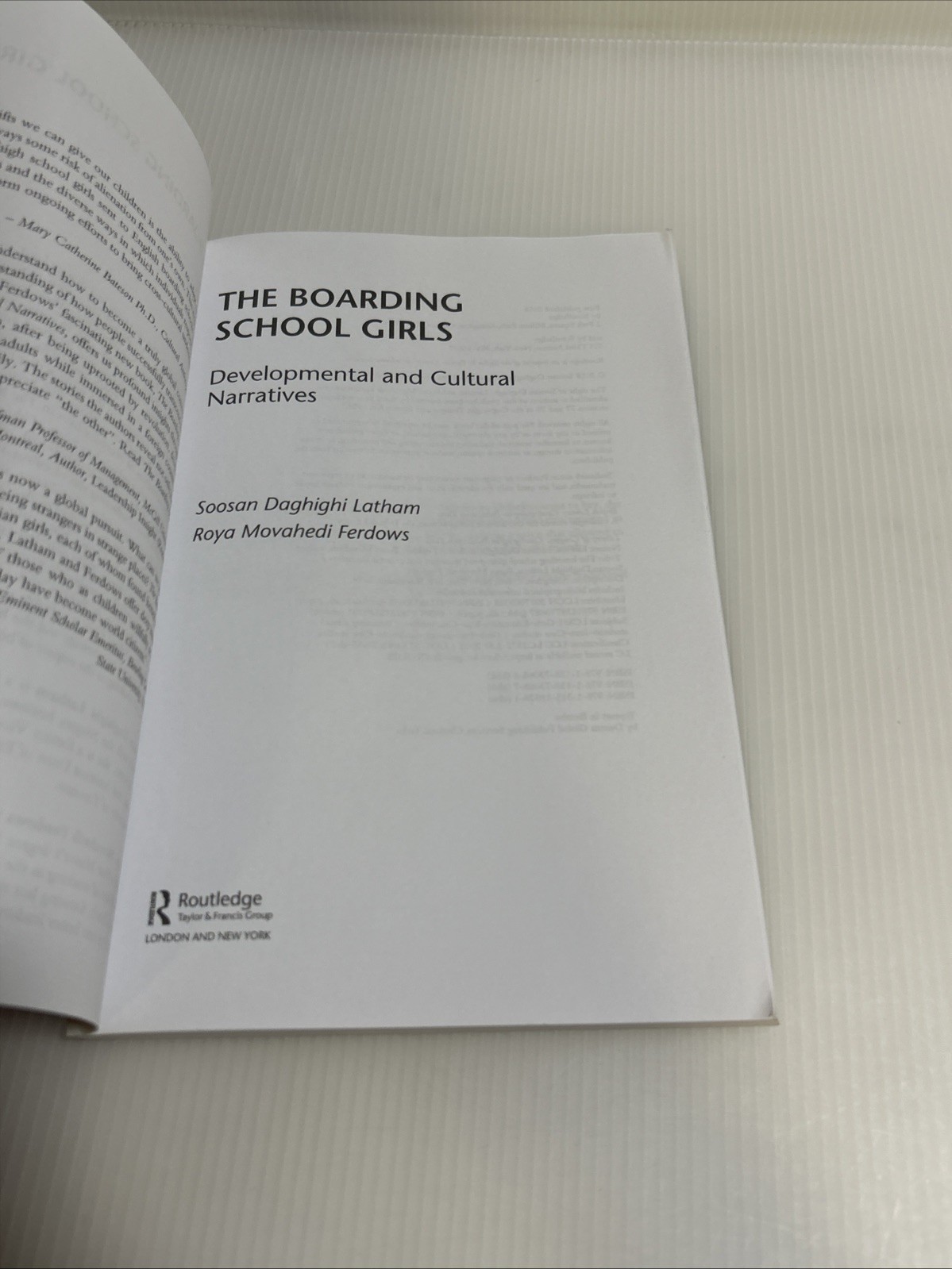 Boarding School Girls Developmental and Cultural Narratives Paperback Study