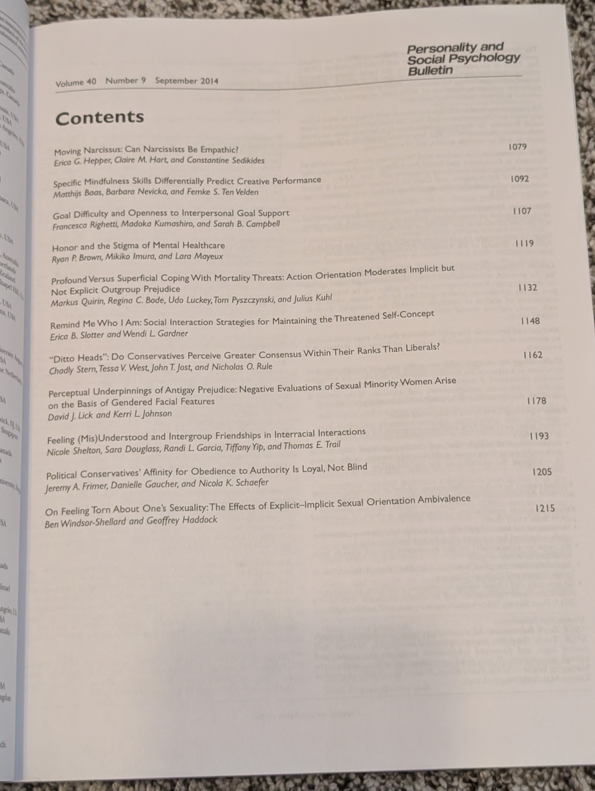 Personality and Social Psychology Bulletin, September 2014, Volume 40, Number 9