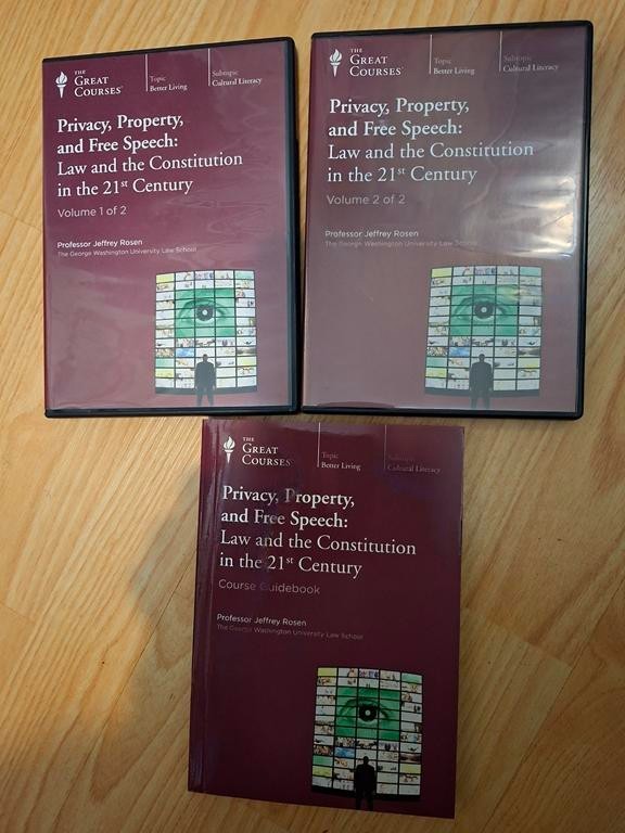 The Great Courses Privacy, Property & Free Speech Rosen AUDIO CD’s & Book