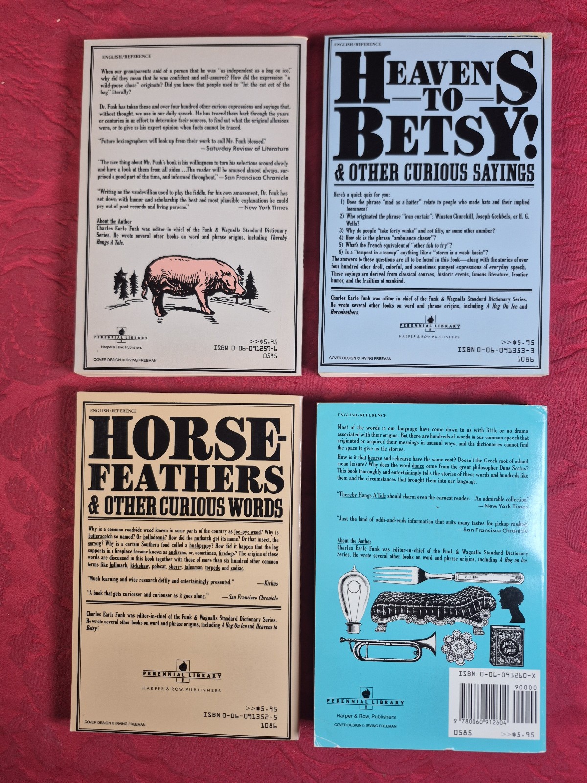 4 Books – Horsefeathers, Hog on Ice, Heavens to Betsy, more – Charles Earle Funk