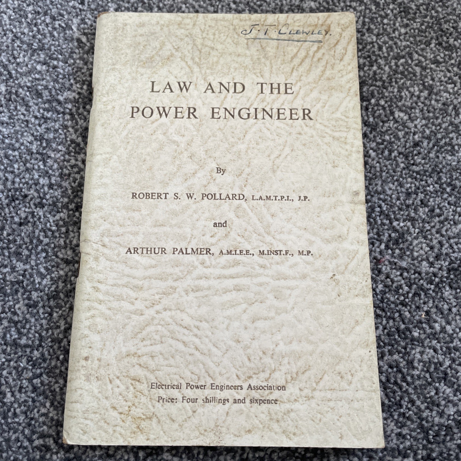 Law and the Power Engineer Robert Pollard Arthur Palmer 1959 Paperback Book E2