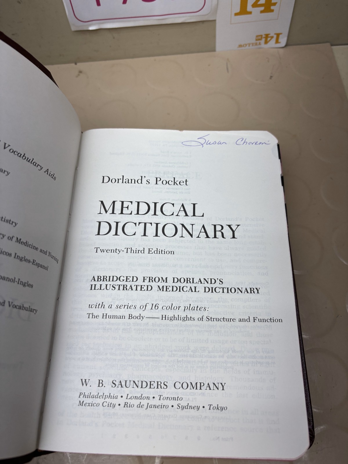Dorland’s Pocket Medical Dictionary 23rd Edition W. B. Saunders Company